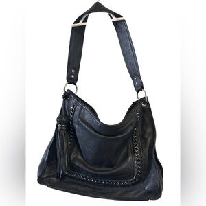 Fortuna Valentino Vintage Pebbeled Leather Black Leather Shoulder Bag